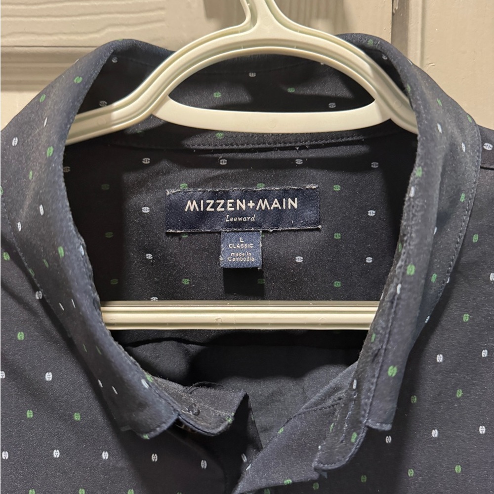 Mizzen+Main Blue and Green Casual Button Down Shirt